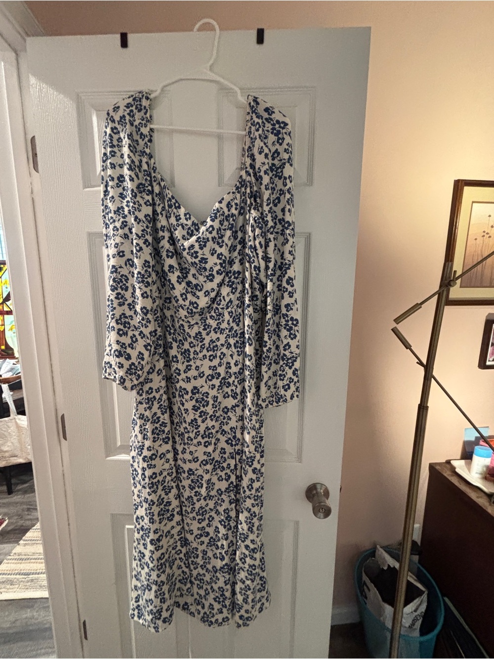 Reformation 18 Blue Floral Print Midi Dress